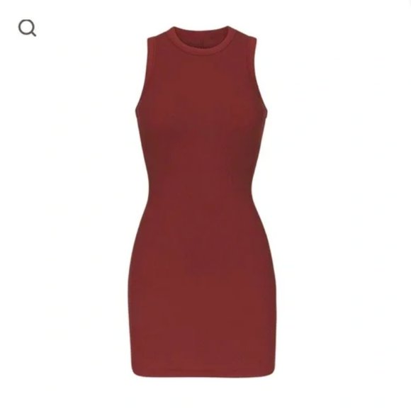 SKIMS Dresses & Skirts - Skims Sangria Red Cotton Rib Tank Dress Medium